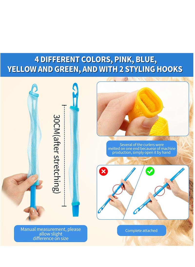 Y&D - 28 Pieces Hair Curlers Spiral Curls No Heat Wave Styling Kit with 2 Hooks for Most Kinds of Hairstyles (Assorted Color, 30 cm) - Image 1