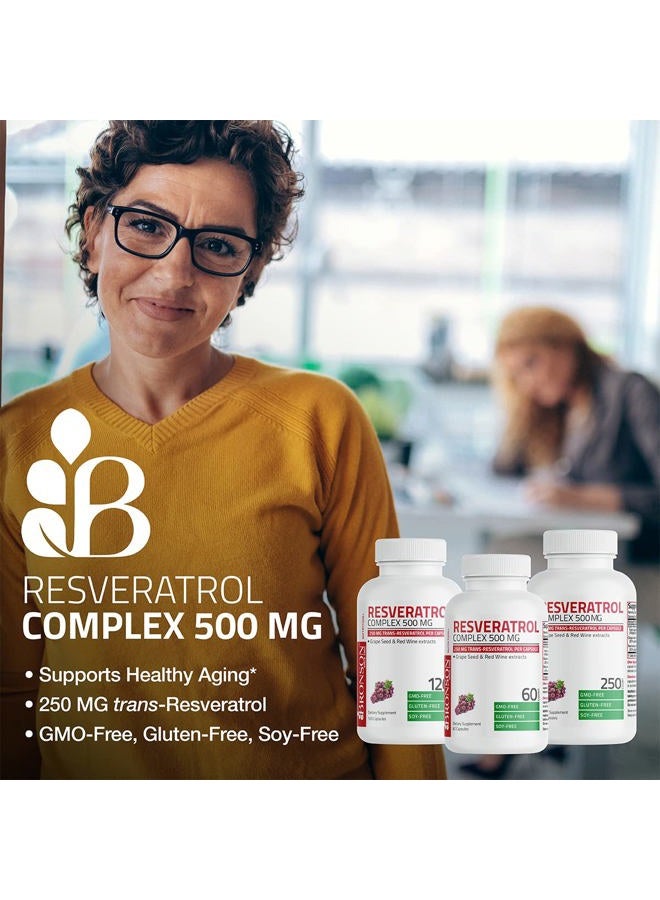 Bronson Resveratrol 500 Complex Standardized Trans-Resveratrol + Grape Seed & Red Wine Extract, 120 Capsules - Image 3