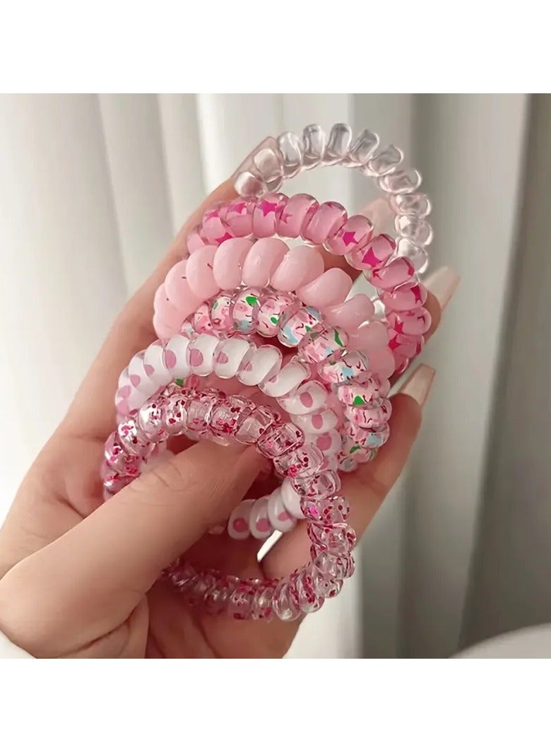 Goolsky 6pcs/set Plastic Spiral Hair Ties Elastic Telephone Line Shaped Hair Loops Ponytail Holders Trendy Hair Accessories For Women And daily uses - Image 5