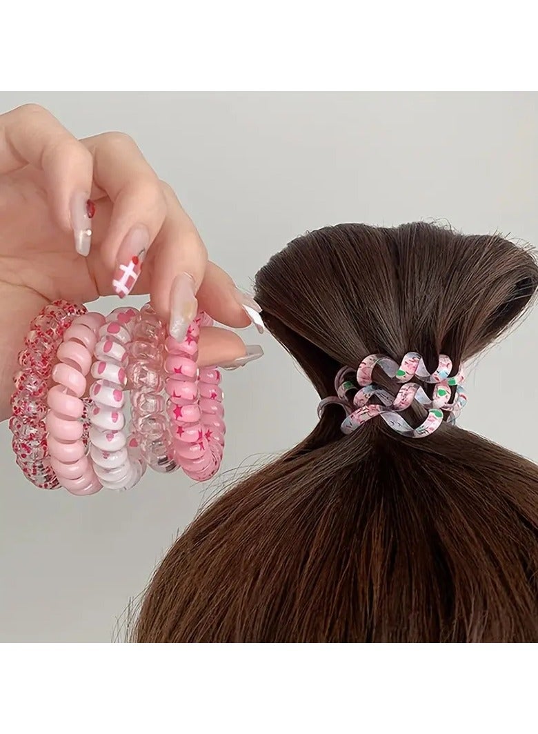 Goolsky 6pcs/set Plastic Spiral Hair Ties Elastic Telephone Line Shaped Hair Loops Ponytail Holders Trendy Hair Accessories For Women And daily uses - Image 1