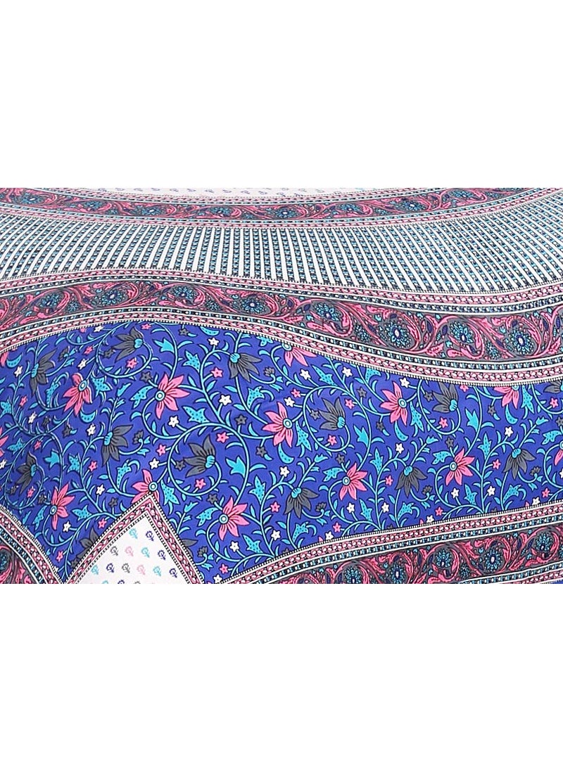 Queenie Queenie Brand Exquisite Style 144 TC 100% Cotton Double Bedsheet with 2 Pillow Covers, Turkishblue  - Image 3