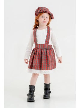 Miniğimin Cicileri My Little Ones Poplin Fabric Plaid Pattern New Year Dress - Red  - Image 1
