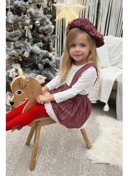 Miniğimin Cicileri My Little Ones Poplin Fabric Plaid Pattern New Year Dress - Red  - Image 2
