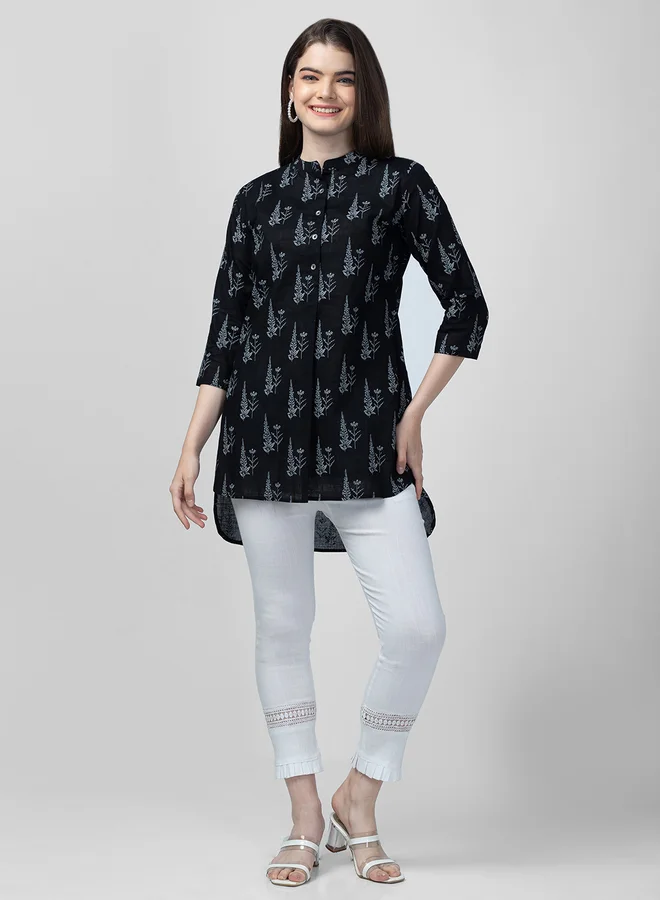 جلو باص بلوزة تونيك بياقة ماندارين