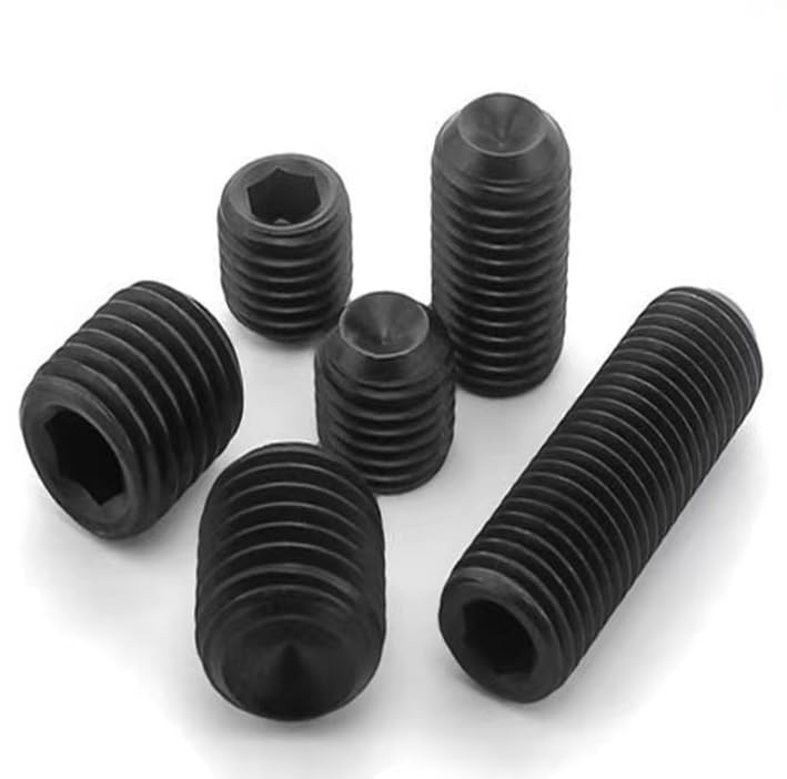 QBJFY 80Pcs M4-0.7x10mm Black Hex Socket Set Screw Grub Screws,Headless Cup Point,Flat Point Grub Bolt,Internal Hex Drive,Alloy Steel,Grade 12.9 Carbon Steel,for Towel Rack Door Knob - Image 1