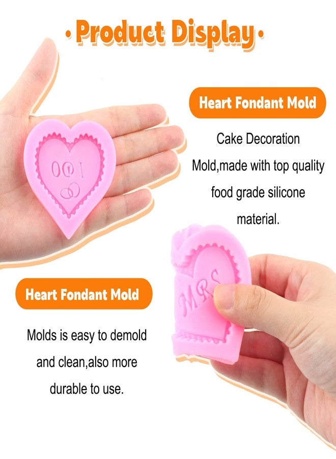 RFGHAC Heart Fondant Molds MR MRS I DO Silicone Mold Anniversary Engagement Mold Bride Groom Silicone Molds For Wedding Party Cake Decorating Cupcake Topper Polymer Clay Set Of 4 - Image 2
