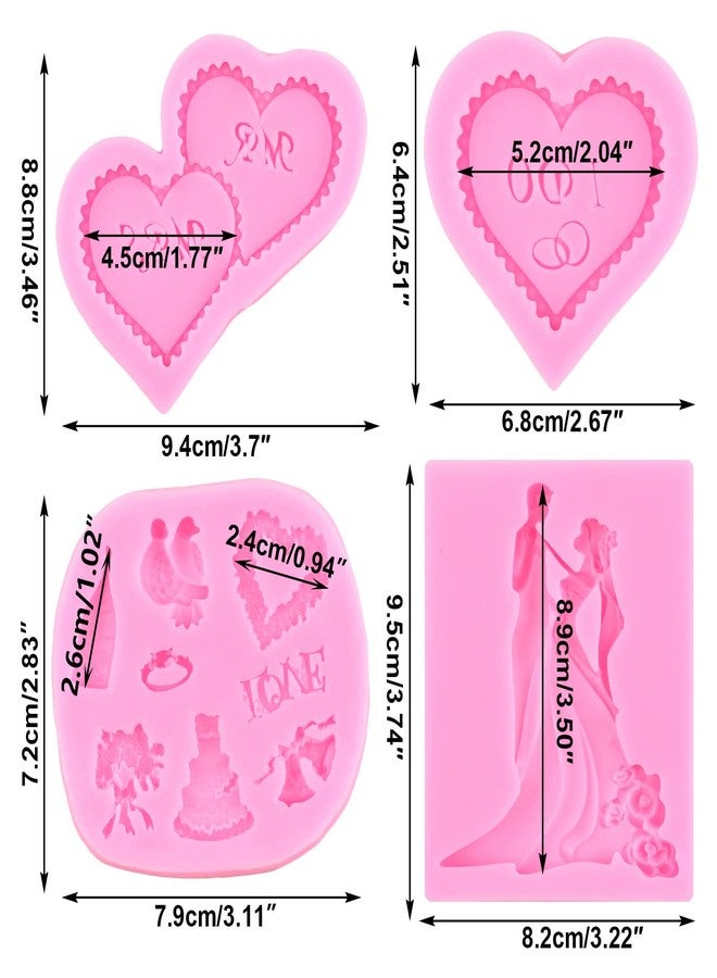 RFGHAC Heart Fondant Molds MR MRS I DO Silicone Mold Anniversary Engagement Mold Bride Groom Silicone Molds For Wedding Party Cake Decorating Cupcake Topper Polymer Clay Set Of 4 - Image 3