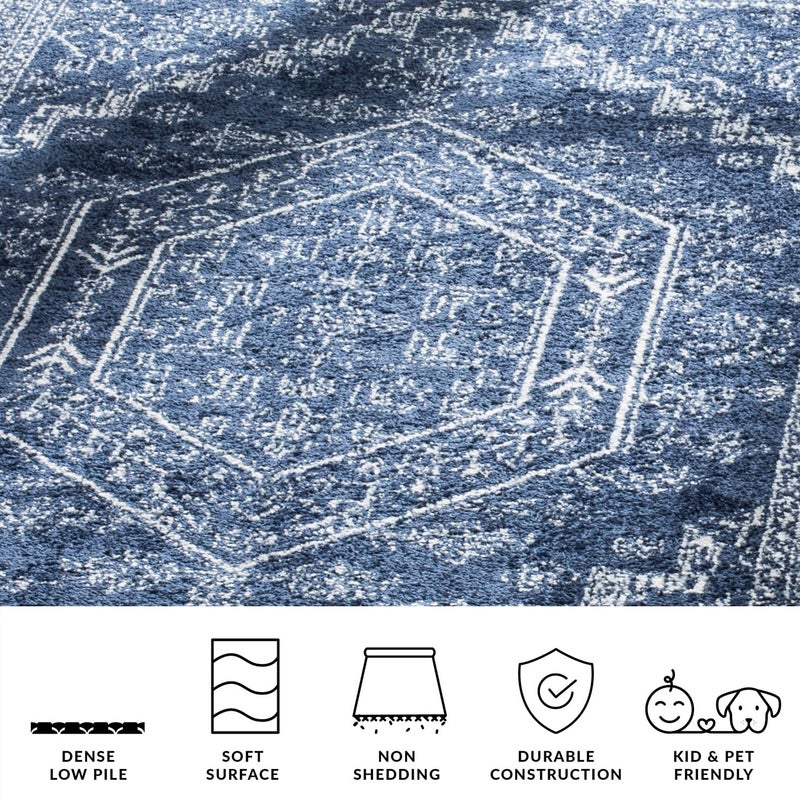 SAFAVIEH Area Rug 8x10 - Adirondack Collection - Large - Navy & Ivory, Oriental Medallion Design, Non-Shedding & Easy to Clean, Ideal for Living Room, Bedroom, Dining Space (ADR108N) - Image 5