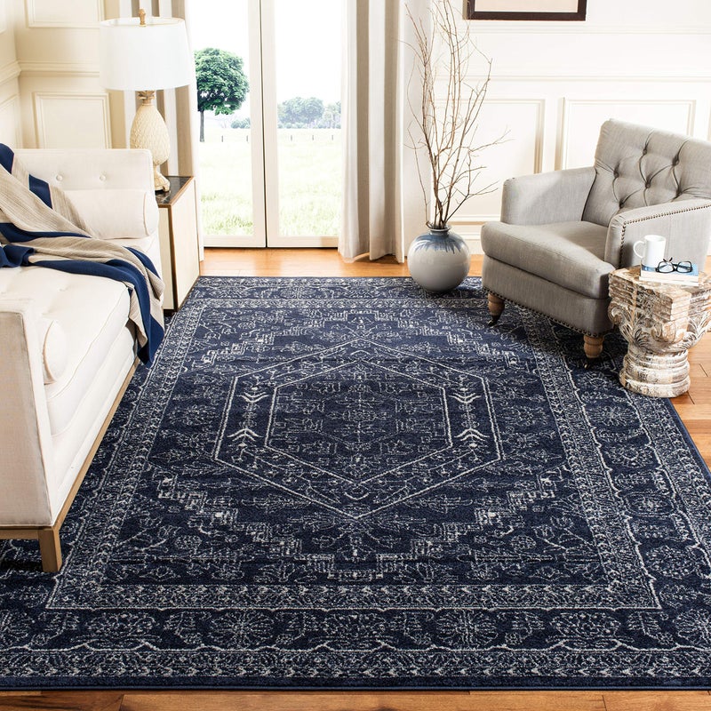 SAFAVIEH Area Rug 8x10 - Adirondack Collection - Large - Navy & Ivory, Oriental Medallion Design, Non-Shedding & Easy to Clean, Ideal for Living Room, Bedroom, Dining Space (ADR108N) - Image 1