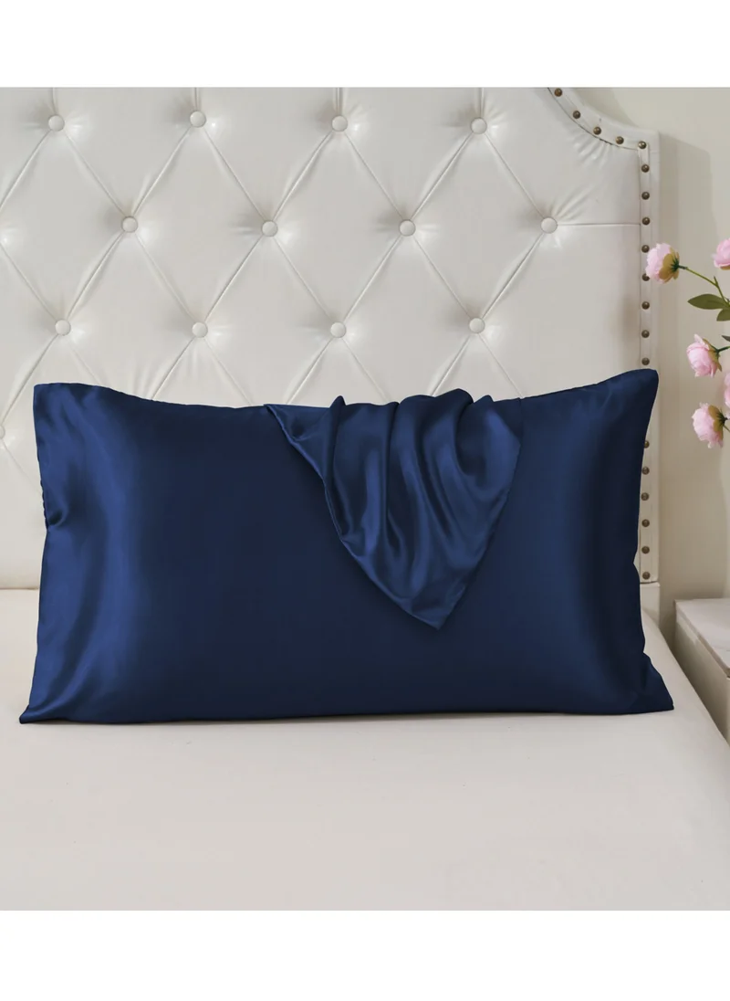 Donetella Satin Pillowcases 2-Pcs Soft And Silky Pillow Cover For Hair And Skin Care With Envelope Closure (Without Pillow Insert),Blue