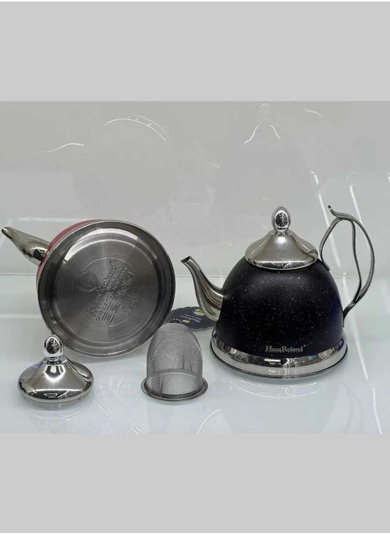 Multi-coloured jug for tea and milk, with an elegant touch.