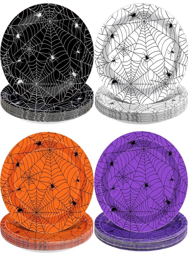 Vesici 100 Pcs Halloween Paper Plates 11 Inch Oval Halloween Spider Web Heavy Duty Party Supplies Disposable Dessert Plates for Party Decorations Dinner Tableware Set - Image 1