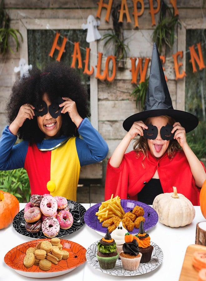 Vesici 100 Pcs Halloween Paper Plates 11 Inch Oval Halloween Spider Web Heavy Duty Party Supplies Disposable Dessert Plates for Party Decorations Dinner Tableware Set - Image 4