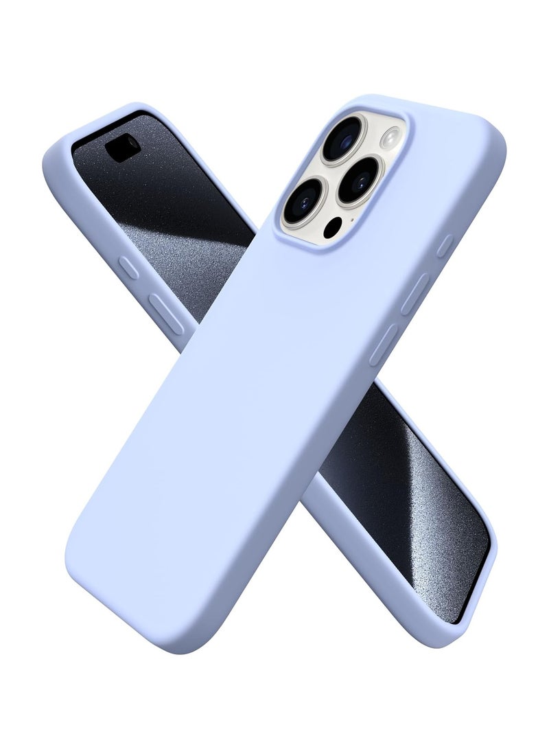 أكاليكس جراب سيليكون متوافق مع iPhone 15 Pro مقاس 6.1 بوصة، سيليكون سائل رفيع، طبقات من المطاط الهلامي الناعم المقاوم للصدمات، جراب حماية للهاتف مع بطانة من مادة TPU (أزرق سماوي) - Image 1