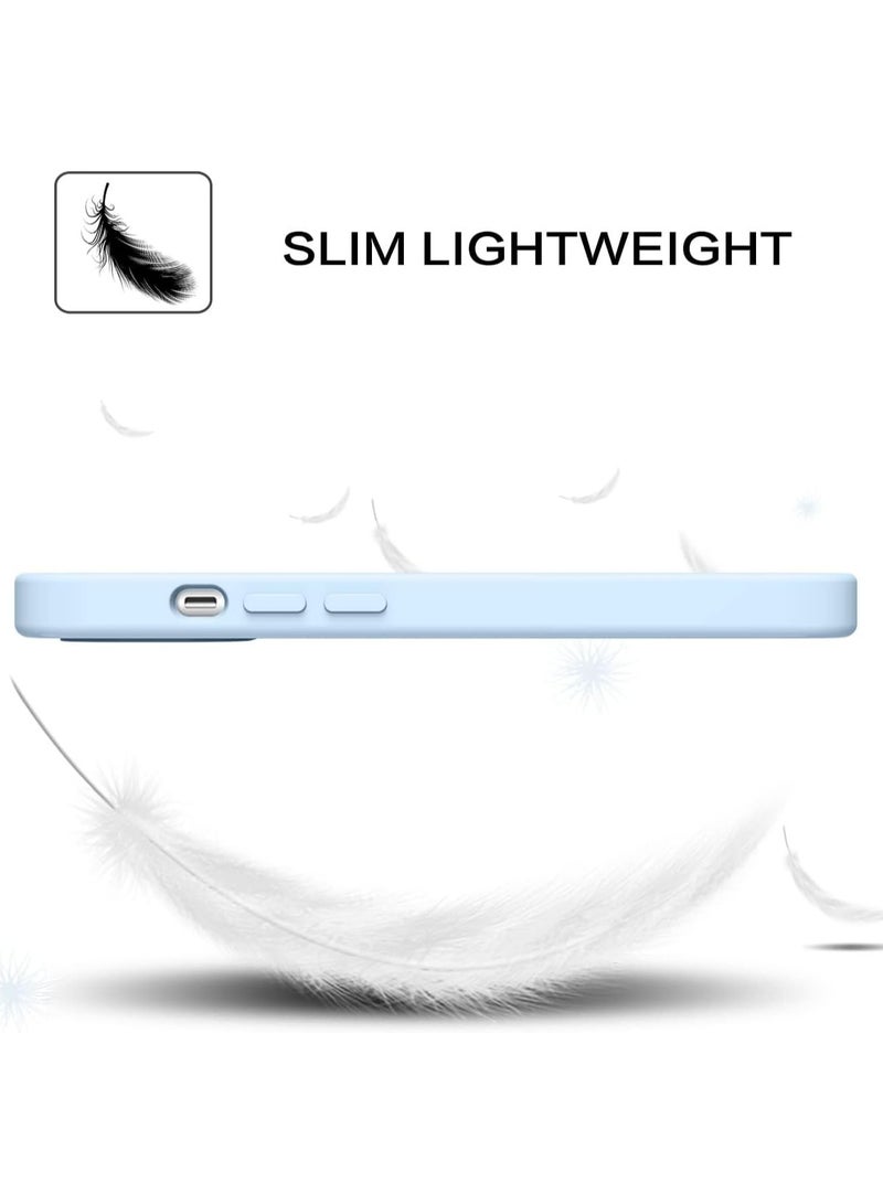 أكاليكس جراب سيليكون متوافق مع iPhone 15 Pro مقاس 6.1 بوصة، سيليكون سائل رفيع، طبقات من المطاط الهلامي الناعم المقاوم للصدمات، جراب حماية للهاتف مع بطانة من مادة TPU (أزرق سماوي) - Image 4