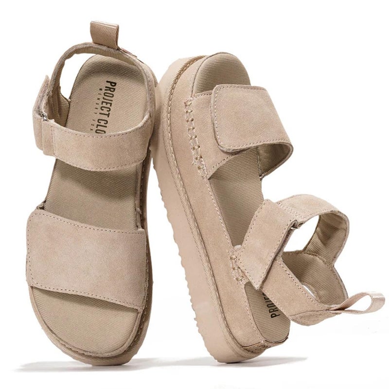 Project Cloud 100% Genuine Leather Platform Sandals For Women-Memory Foam Insole Slip Resistant Chunky Womens Sandals with adjustable straps - Wedge Sandals for Women 2026 (Bronzestar, WHEATSDE,8.5) - Image 1