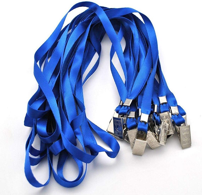 Beebel Blue Lanyards 100 Pack Nylon Flat Badge Lanyard Bulldog Clip for Id Badge Name Tag - Image 3