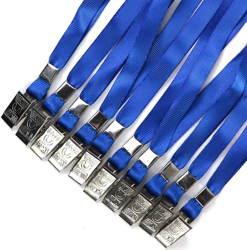 Beebel Blue Lanyards 100 Pack Nylon Flat Badge Lanyard Bulldog Clip for Id Badge Name Tag - Image 5