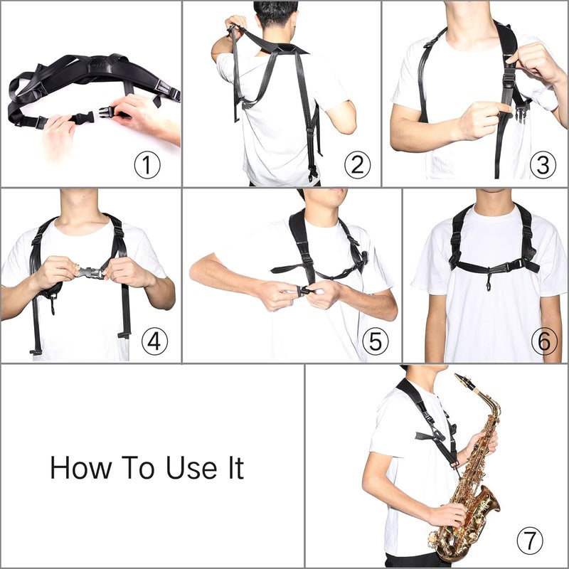 Rayzm Saxophone Strap for Adults and Kids, Adjustable Neoprene Memory Foam Padded Strap (SBR) for Alto/Tenor/Soprano/Baritone Saxophones - Image 4