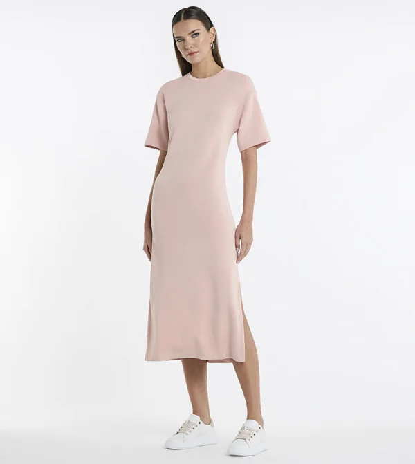 بي سي بي جي BCBG Modal Poly Midi T Shirt Dress