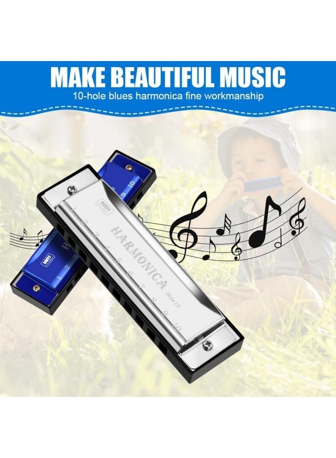 Harmonica, 1PCS Key of C 10 Hole 10 Tones Titanium Color Harmonica with Case for Beginner Students - Image 5