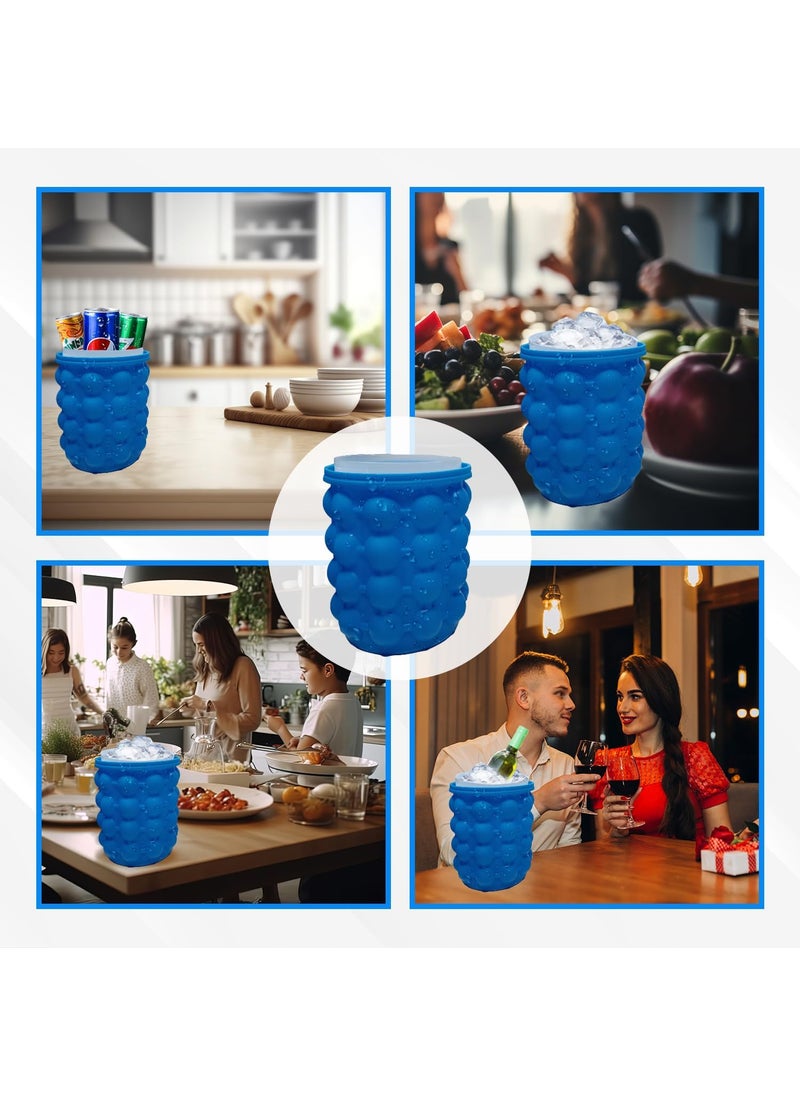 LADUBA ENTERPRISE - Ice Cube Bottle 2 in 1 Design Cylindrical Silicone Ice Mold Trays ice Maker Freezer Different Design 3D Cubes Maker Ice Bucket for Any Things Frozen Food Drink Cocktail and More Color Blue - Image 1