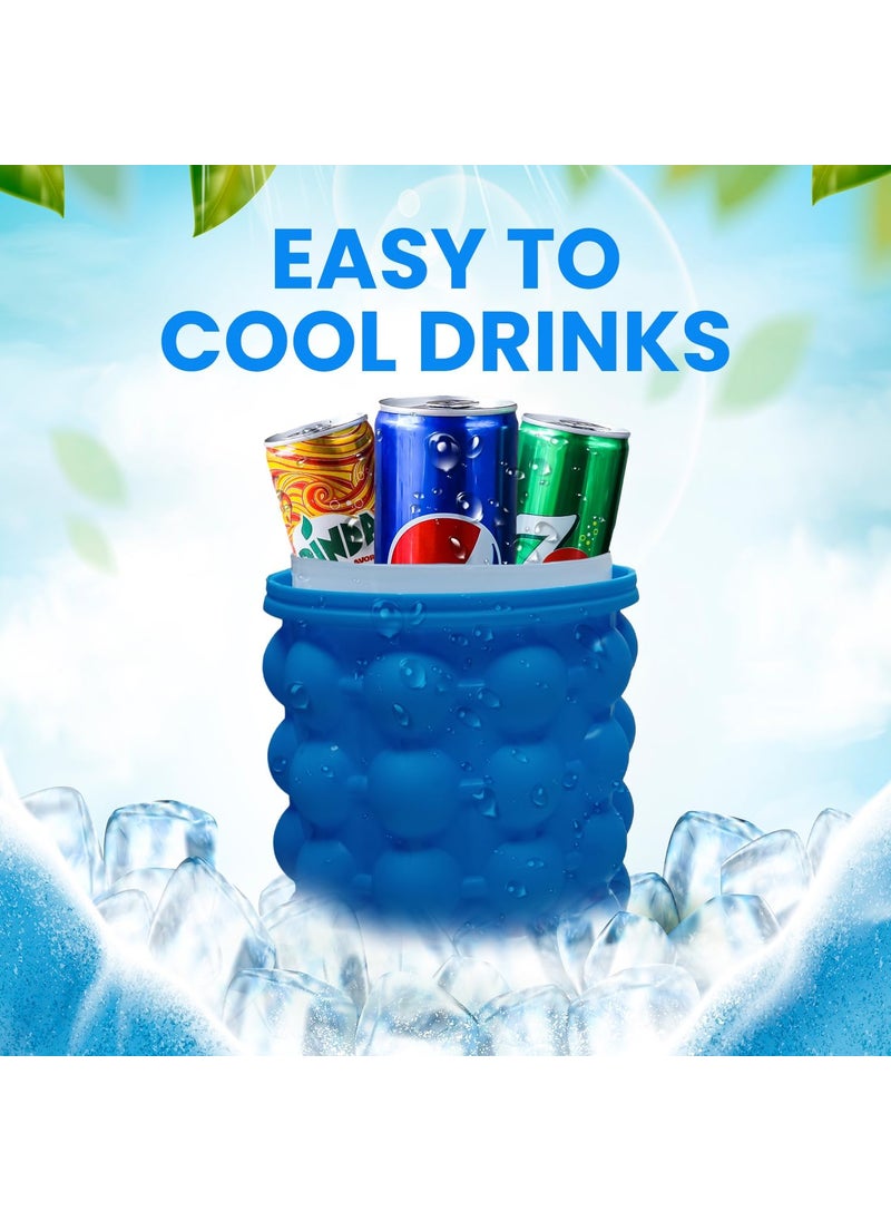 LADUBA ENTERPRISE - Ice Cube Bottle 2 in 1 Design Cylindrical Silicone Ice Mold Trays ice Maker Freezer Different Design 3D Cubes Maker Ice Bucket for Any Things Frozen Food Drink Cocktail and More Color Blue - Image 1