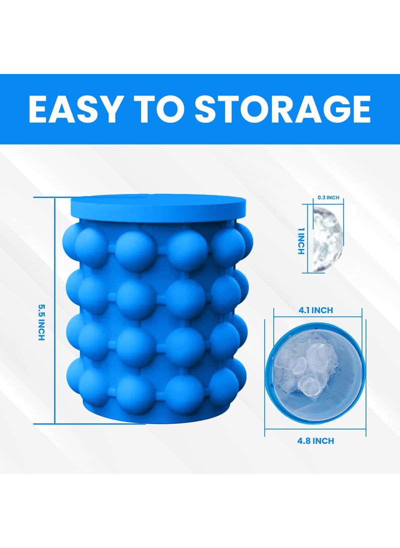 LADUBA ENTERPRISE - Ice Cube Bottle 2 in 1 Design Cylindrical Silicone Ice Mold Trays ice Maker Freezer Different Design 3D Cubes Maker Ice Bucket for Any Things Frozen Food Drink Cocktail and More Color Blue - Image 1