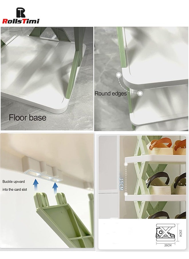 RollsTimi  Multi-Layer Shoe Rack Storage Organizer, Narrow Shoe Rack, Shoe Tower, Expandable Free Standing Shoe Racks, Green,9-Layer  - Image 5