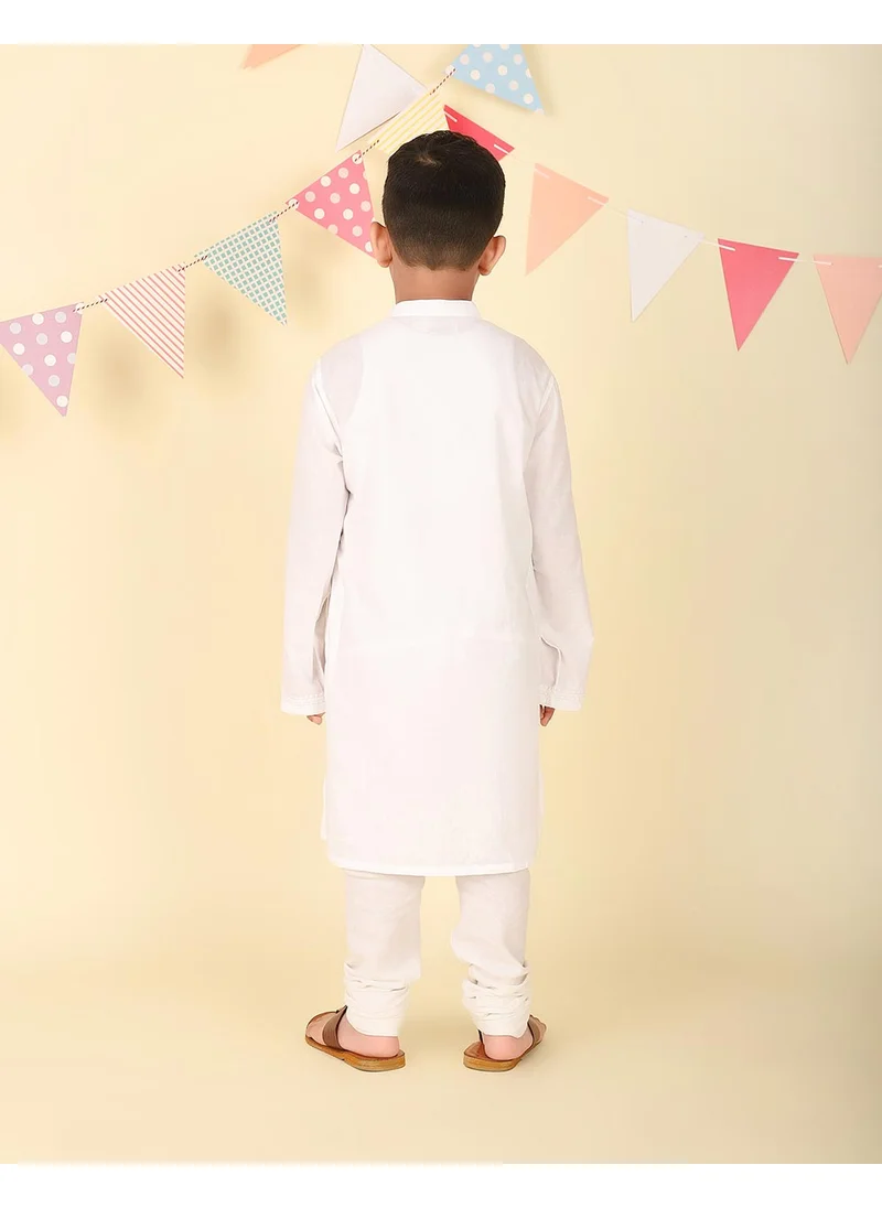 Fabindia White Cotton Chikankari Long Kurta