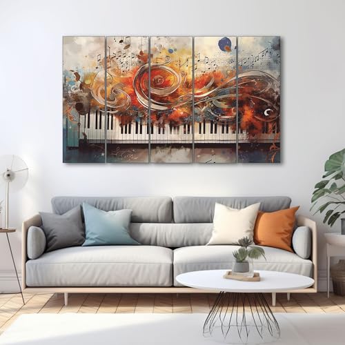 The Castle Decor music piano painting with frame 5 Big Size (27x48) Wall Art for living room,Bedroom,Drawing room,Hotels-Wooden Framed-Digital Painting - Image 3