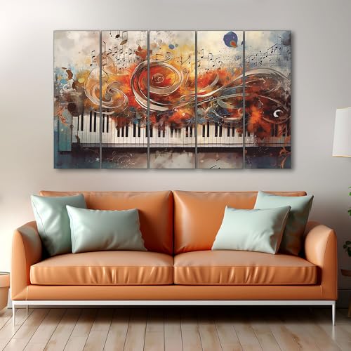 The Castle Decor music piano painting with frame 5 Big Size (27x48) Wall Art for living room,Bedroom,Drawing room,Hotels-Wooden Framed-Digital Painting - Image 1