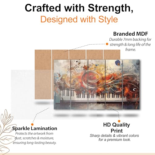 The Castle Decor music piano painting with frame 5 Big Size (27x48) Wall Art for living room,Bedroom,Drawing room,Hotels-Wooden Framed-Digital Painting - Image 4