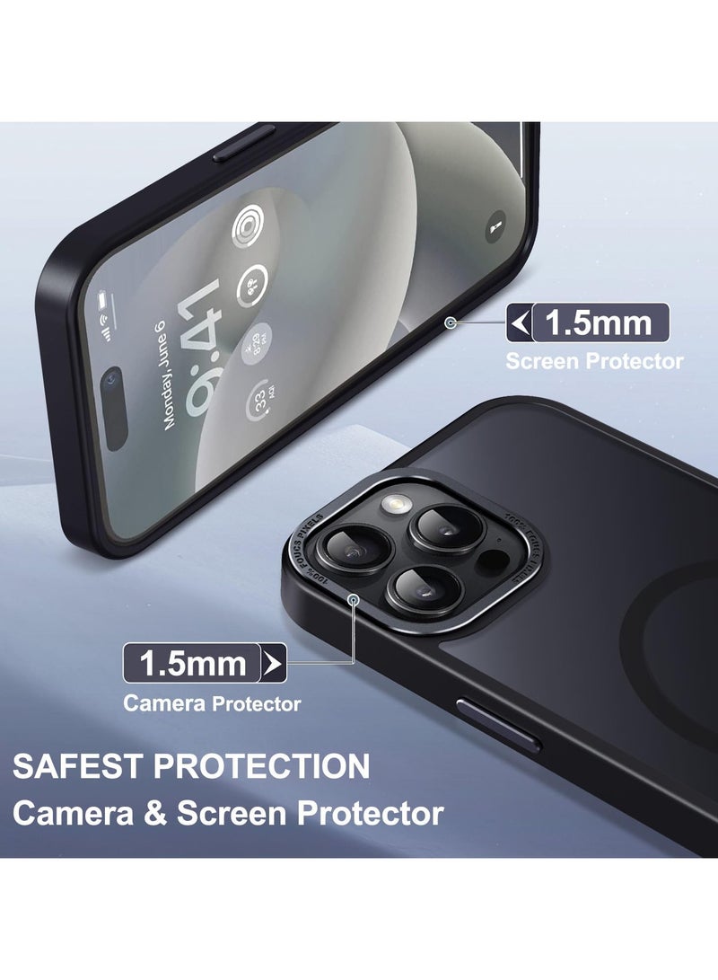 حافظة مغناطيسية لهاتف آيفون 13 برو 6.1 بوصة حافظة هاتف شفافة غير لامعة رفيعة مقاومة للصدمات ومضادة للأصفر للنساء والرجال والفتيات والأولاد غطاء واقٍ (أسود) - Image 3