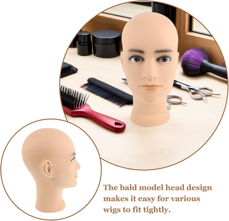 Bald Mannequin Head: Realistic Male Wig Stand For Hairdressing - Bald Men Head Model For Wig Display Hat Stand Makeup Cosmetology Training Glasses - Image 5