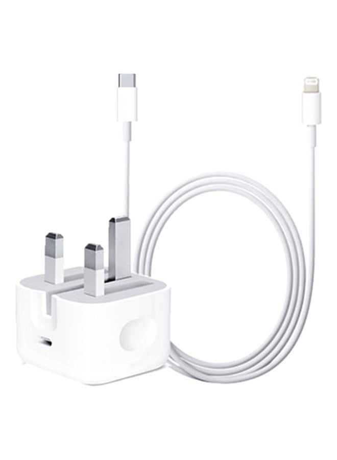 USB-C Power Adapter With Type-C To Lightning Cable 20W White - Image 1