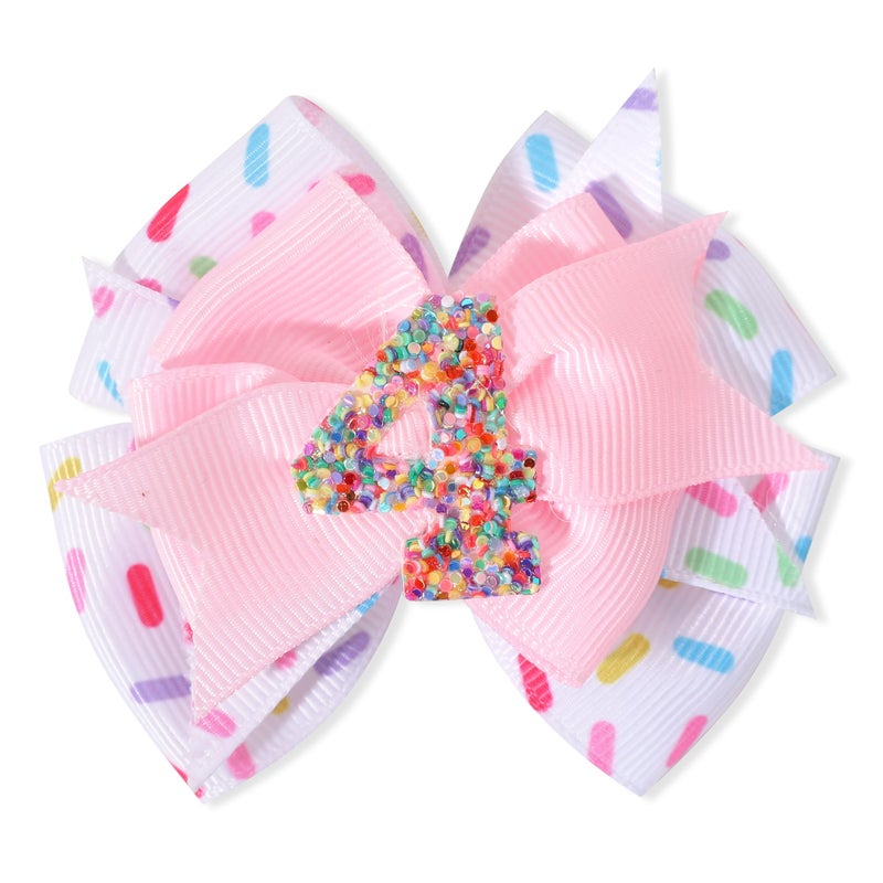 Jissoo Sprinkle Hair Bow for Girls - Confetti First Birthday Pink Party Decorations, Ice Cream Theme for 1st Birthday (4th Hair Bow) - Image 1
