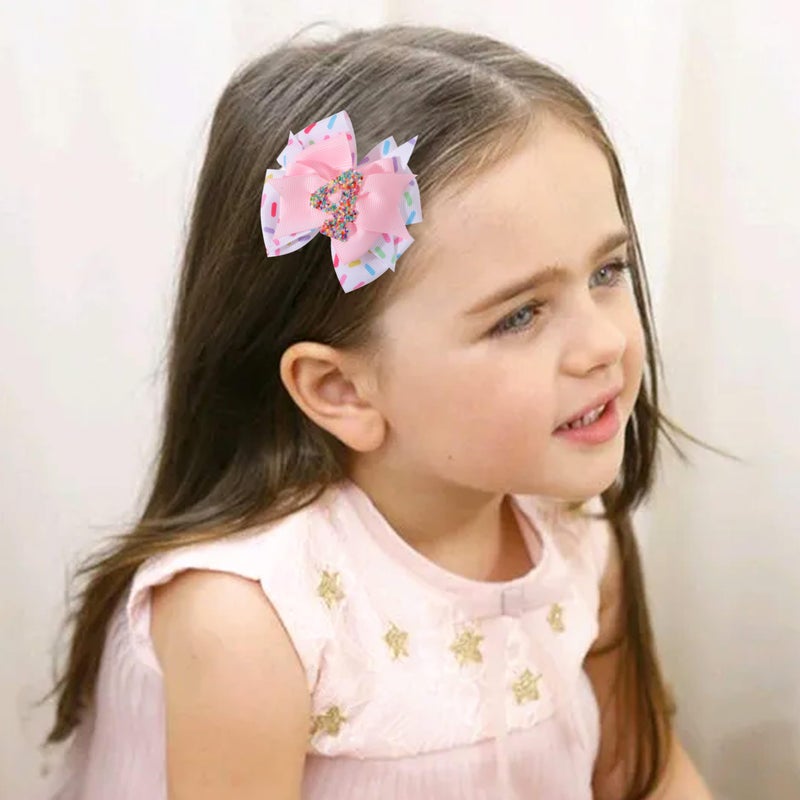 Jissoo Sprinkle Hair Bow for Girls - Confetti First Birthday Pink Party Decorations, Ice Cream Theme for 1st Birthday (4th Hair Bow) - Image 5