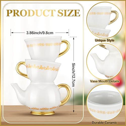 Tioncy Mini Teacup Bud Vase 5 Wonderland Tea Party Decorations Antique Vintage Kitchen Decor Whimsy Ceramic Vase Tea Party Favor for Wedding Gift Birthday Bridal Showers Home1 Pcs - Image 3