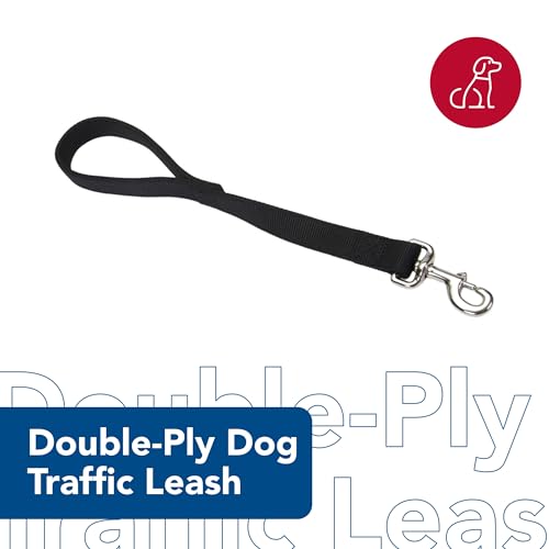 Coastal Pet Double-Ply Dog Traffic Leash - Durable and Short Traffic Leash for Training Dogs - Perfect for Vet Visit - Black, 1" x 24" - Image 2