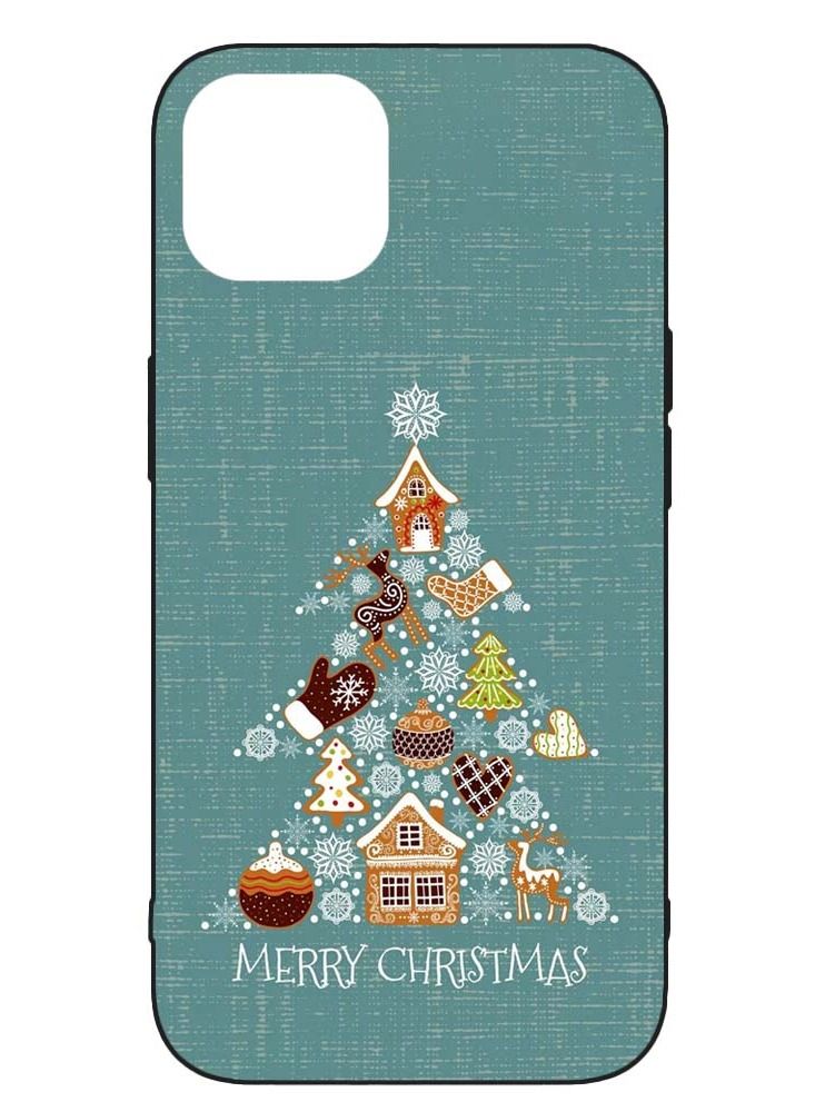 Service Zone Protective Printed Mobile Cover Merry Christmas With Decorative Xmas Tree For Apple iPhone 14  - Image 1