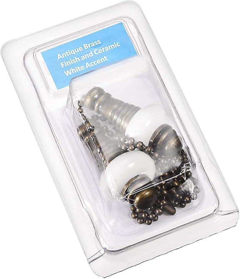 مصبوسلسلة سحب من السيراميك الأبيض بلمسة نحاسية عتيقة 12 بوصة عبوة من 2 - Image 4