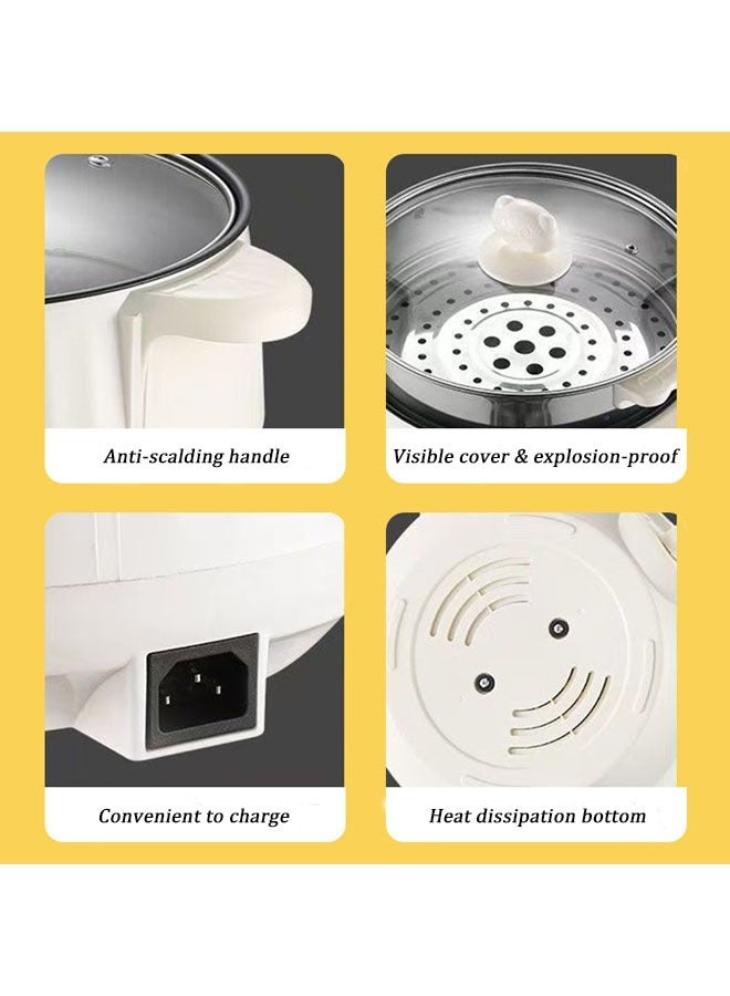 Hihonor Electric Cooker with Steamer & Non-Stick Pot - 2.7L Detachable 24cm Pan for 3-4 People, Adjustable Heat, Explosion-Proof Lid & Cool-Touch Handle, Dorm & Home Use  - Image 4