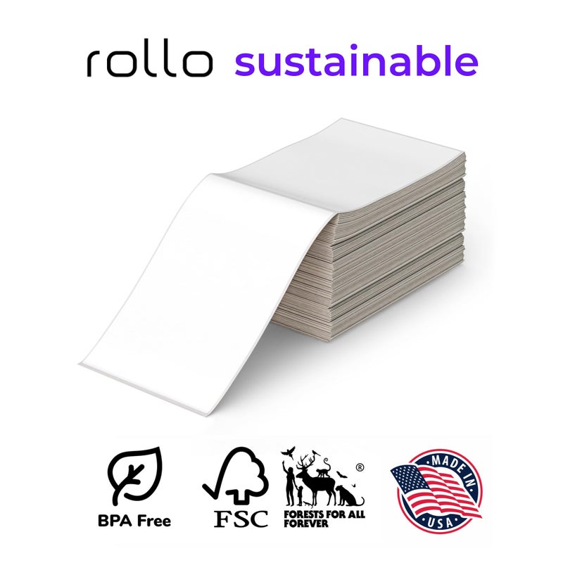 Rollo Direct Thermal Shipping Labels - Pack of 500 4x6 Thermal Labels Fanfold - Perforated and Strong Adhesive (Commercial Grade) - Image 3