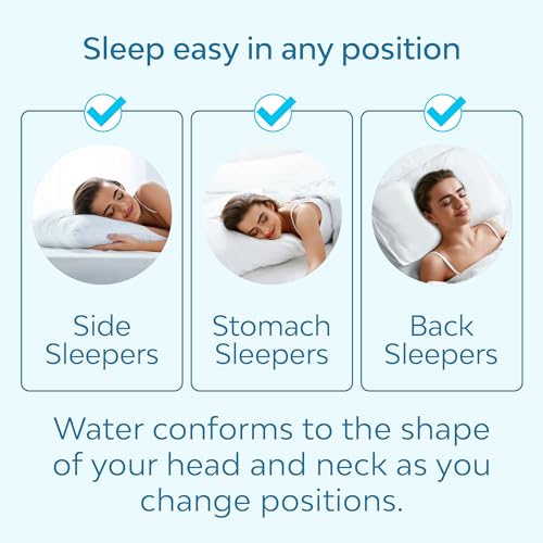 Mediflow Fiber Water Pillow - Adjustable Pillow for Neck Pain Relief, Pillow for Side, Back, and Stomach Sleepers, The Original Inventor of The Water Pillow, Clinically Proven Bed Pillow (2 Pillows) - Image 3