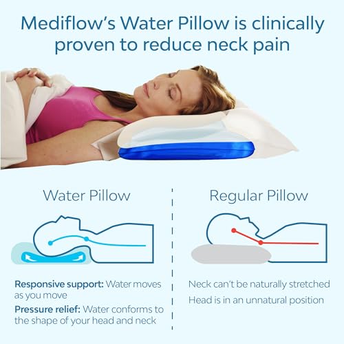Mediflow Fiber Water Pillow - Adjustable Pillow for Neck Pain Relief, Pillow for Side, Back, and Stomach Sleepers, The Original Inventor of The Water Pillow, Clinically Proven Bed Pillow (2 Pillows) - Image 2