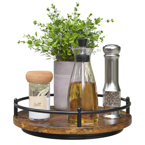 KOKSTOP Lazy Susan Organizer：9 Inch Rotating Spice Rack for Kitchen Countertop Round Wooden Turntable Holder for Cabinet, Dining Table, Cupboard Storage – Black - Image 1
