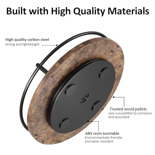 KOKSTOP Lazy Susan Organizer：9 Inch Rotating Spice Rack for Kitchen Countertop Round Wooden Turntable Holder for Cabinet, Dining Table, Cupboard Storage – Black - Image 2