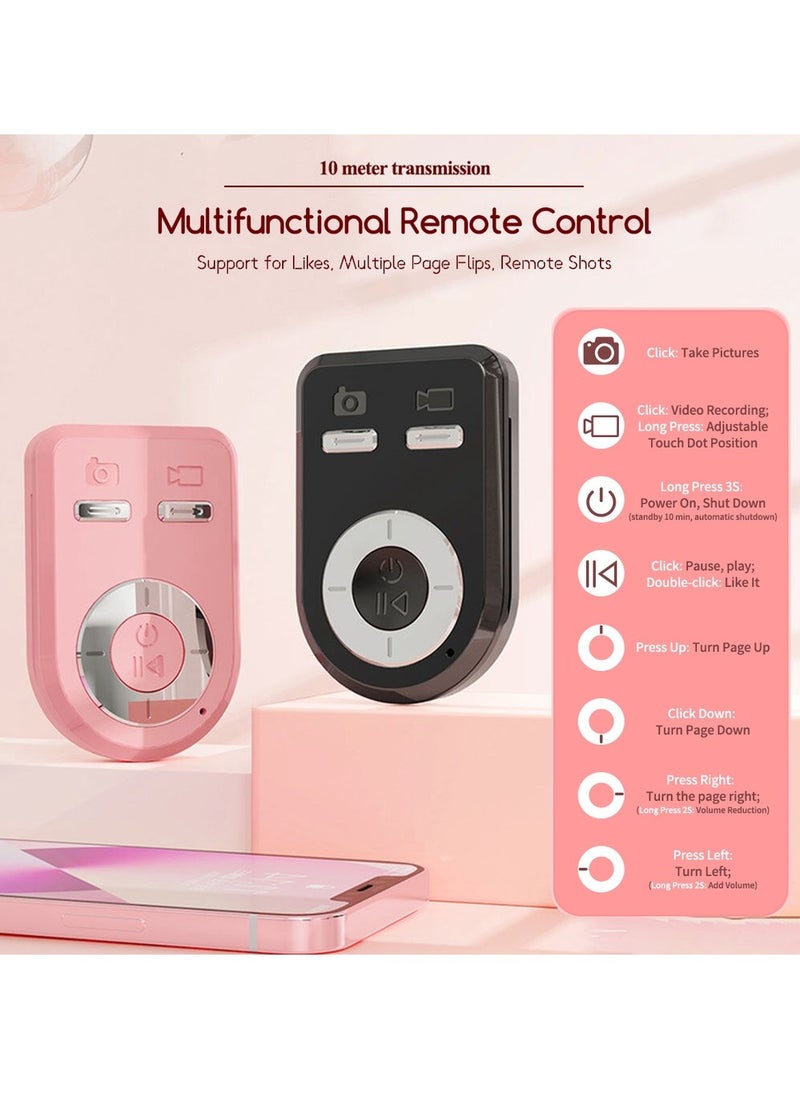 Generic - Stainless Steel Material Selfie Stick with Wireless Remote and Dual Lights, for i Phone/Android, Pink, 1.3 Meters - Image 1