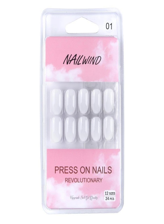 نيل ويند أظافر صناعية فرنسية قصيرة طبيعية من نايل ويند، 24 قطعة، أظافر أكريليك تغطي كامل الظفر، أظافر صناعية طبيعية رقيقة ومريحة للنساء والفتيات (رقم 1، 24 قطعة - عبوة واحدة) - Image 3